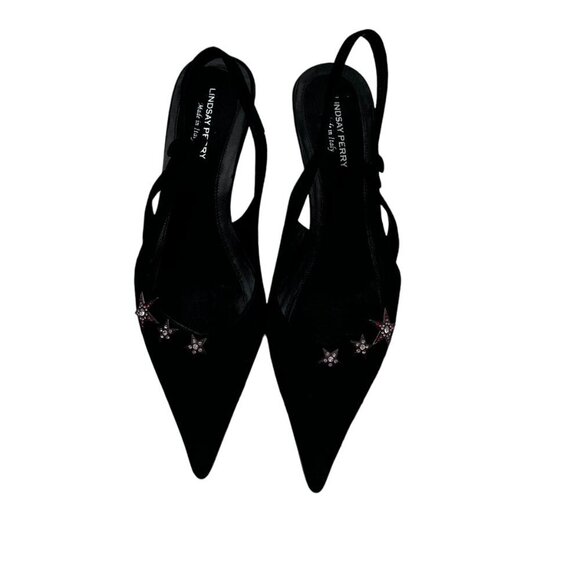 Lindsay Perry Shoes - Lindsay Perry Suede Kitten Heels With Pink Rhinestone Stars Women's 36 1/2 US 6